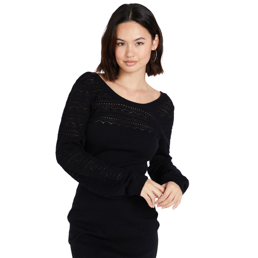 COZY BABE SWEATER DRESS - BLACK