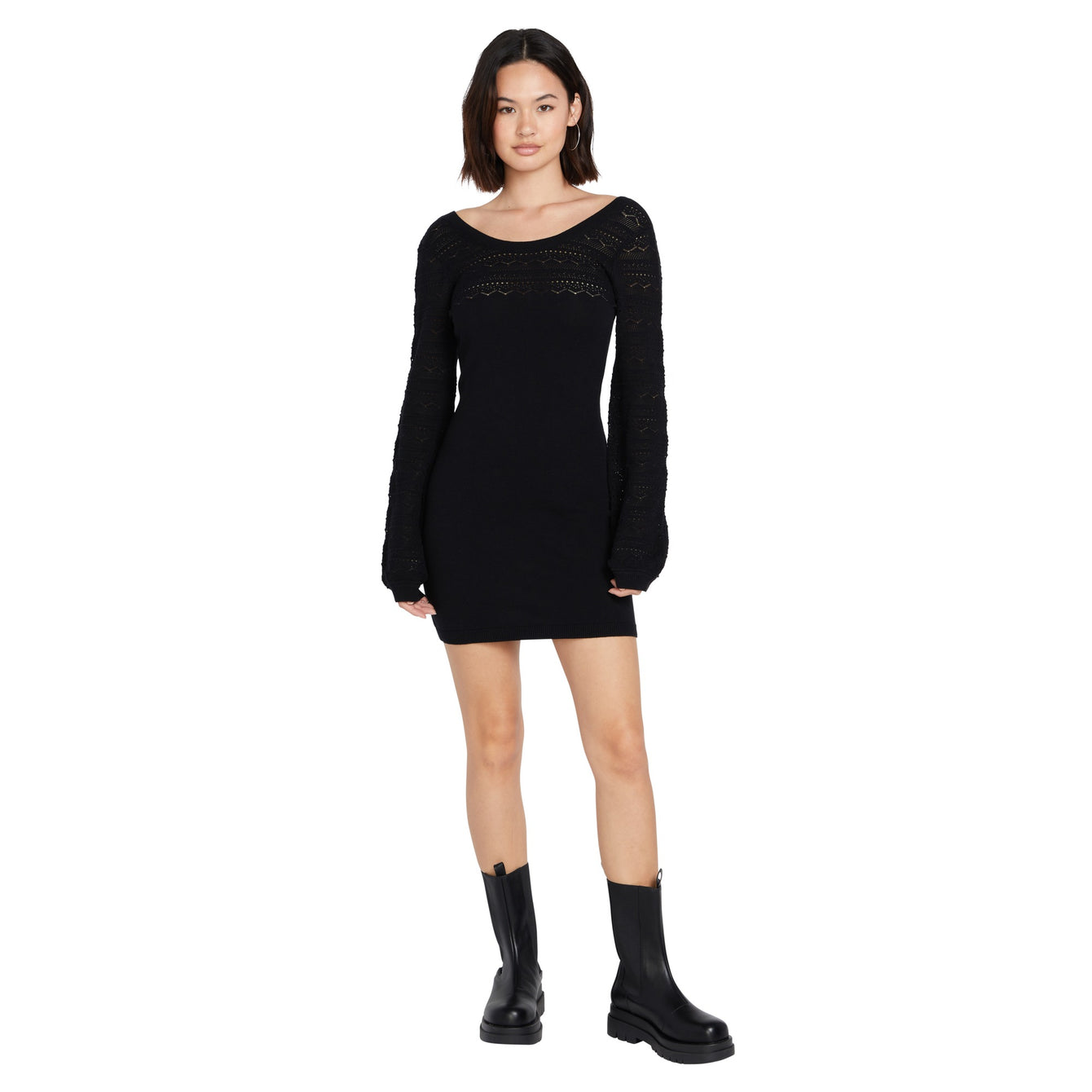 COZY BABE SWEATER DRESS - BLACK